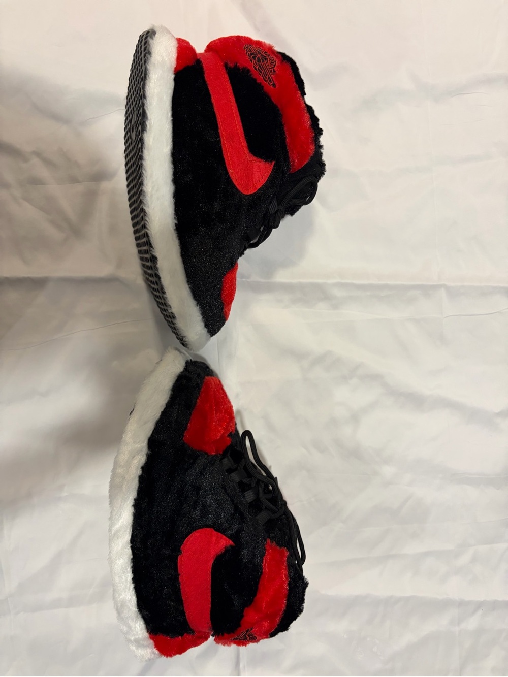 Kids Plush Slippers - Black & Red Cozy Trainer Style